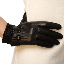 WARMEN Brand Ladies Genuine Lambskin Leather Gloves with Leopard Patter and Bead Details L077NN