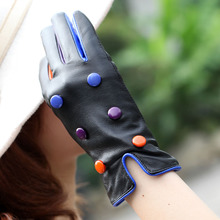 WARMEN Brand Ladies Girls Cute Genuine Nappa Leather Gloves with candy button decoration L086NC