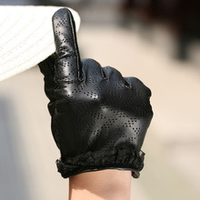 WARMEN Brand Ladies Genuine Lambskin Comfortable Perforated Leather Gloves with Lace Cuff 3 colors available L120NN