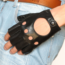 WARMEN Brand Men's Genuine Nappa Leather Motocycle Driving Fingerless Backless Unlined Gloves