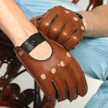WARMEN Brand Men's Genuine Lambskin Leather Backless Gloves M023W