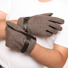 WARMEN Brand Men's Genuine Lambskin Leather Palm with Fabric Back Fleece Lined Gloves M024NC