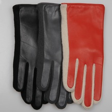 Warmen Ladies Genuine Leather Gloves Two Tone with Long Fleece Lining 3 color available L131NC