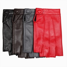Warmen Brand Ladies Genuine Leather Half Finger Motorcycle Gloves 4 color available L135NN