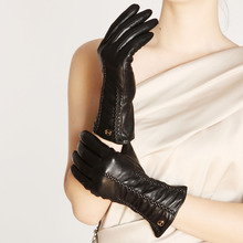 ELMA Brand Ladies Genuine Nappa Leather Gloves with cashmere lined and gold plated logo 4 colors available EL009NR